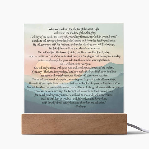 Plaque Psalm 91 Whoever Dwells Christian Art With LED Lighting