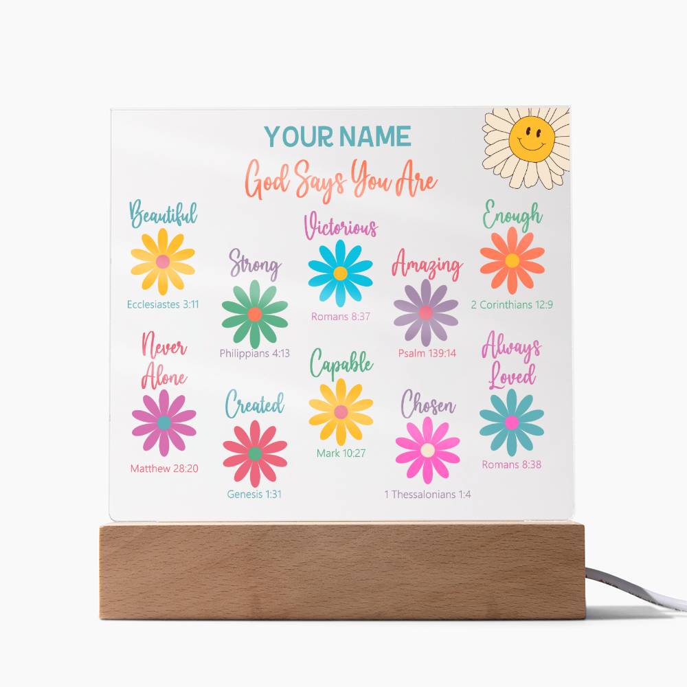 God Says You Are Personalized Bible Verse Encouragement Plaque