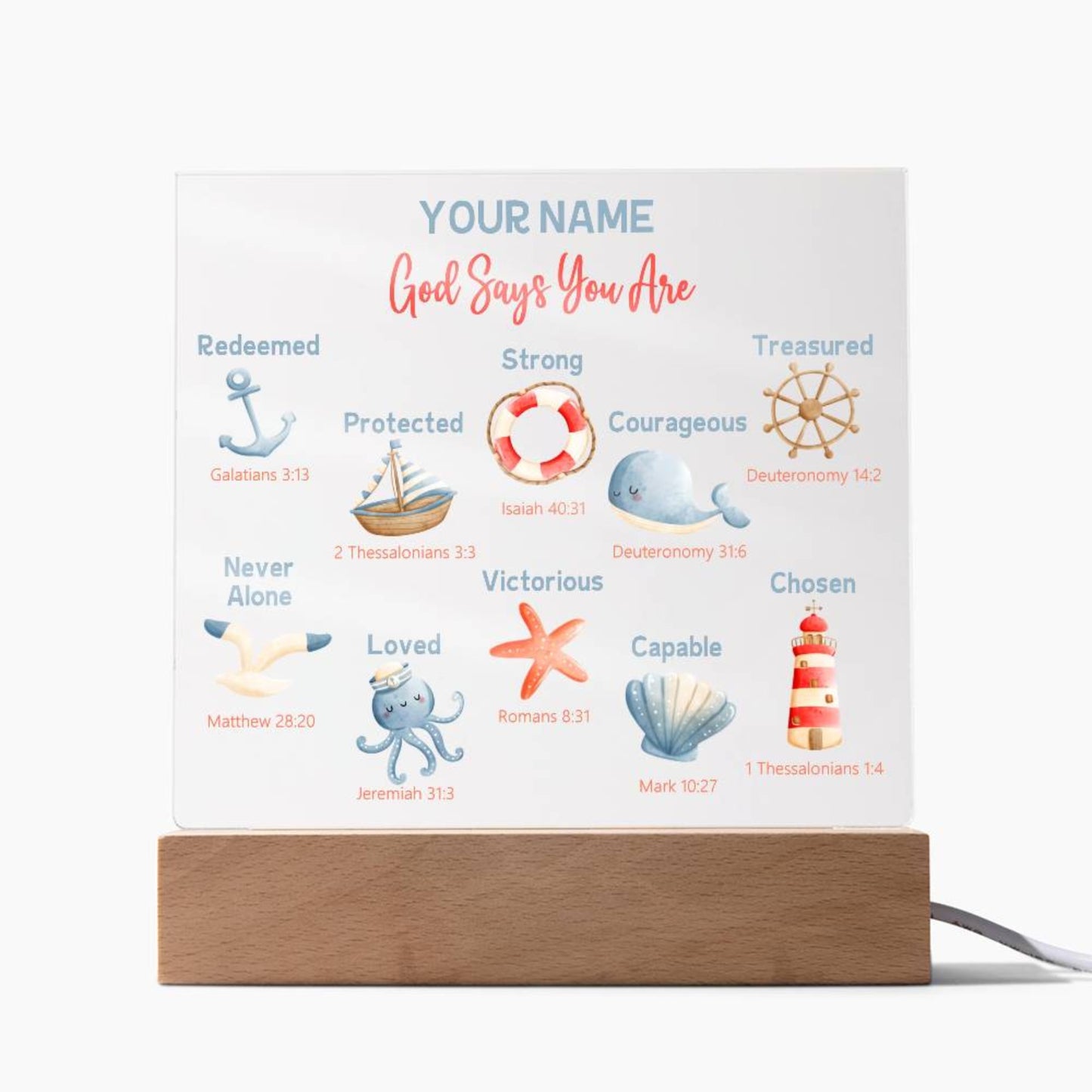 God Says You Are Redeemed Nautical Theme Lighted Plaque