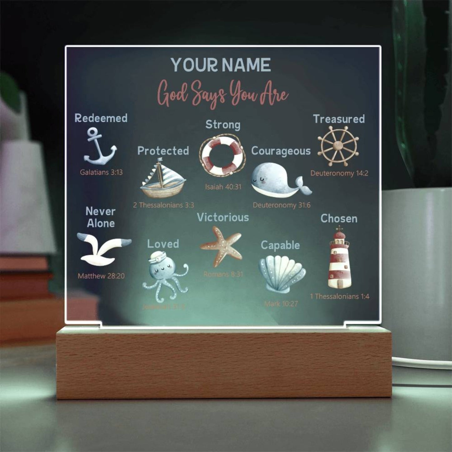 Personalized God Says You Are Lovws Nautical Theme Lighted Plaque