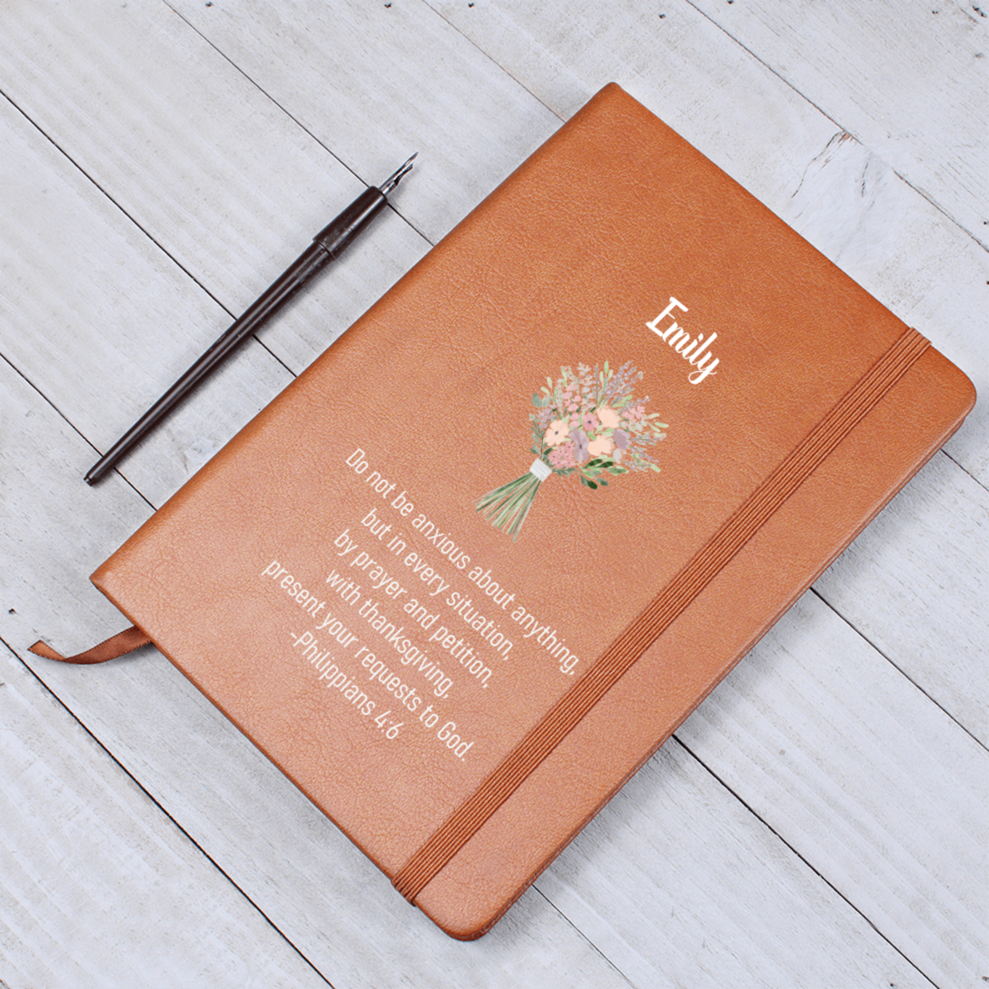 Personalized Prayer Journal Philippians 4 6 with pen